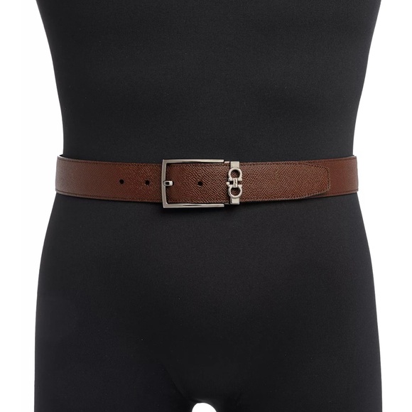 Salvatore Ferragamo Gancini keeper reversible adjustable belt black/brown 34 NWT - Picture 10 of 11